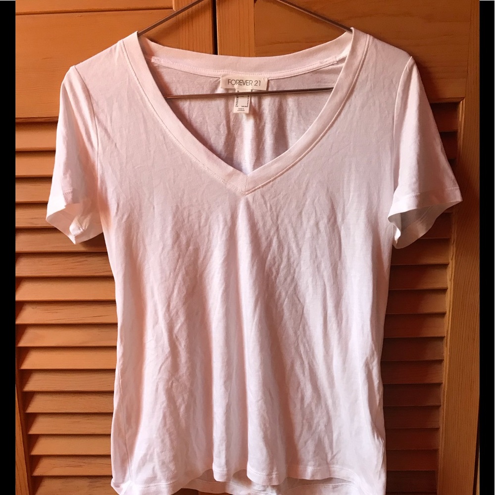 Forever 21 White V-neck T-shirt Small